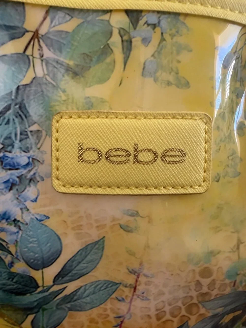 Bebe Limited Edition Spring Garden Beach Tote Bag With Floral Design Yellow Hand